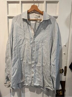 Murano Light Blue Linen Button-Down Shirt